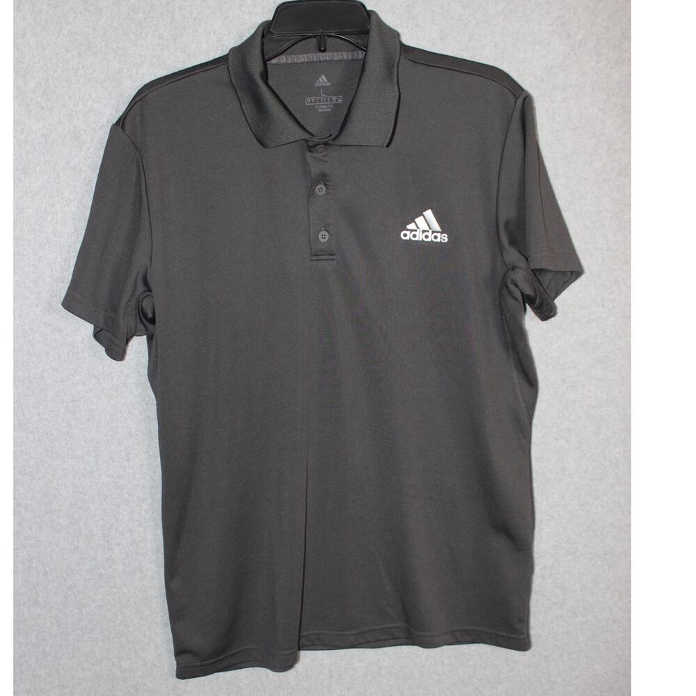 Adidas Climalite Golf Polo Men Size‎ Large Gray with White Logo